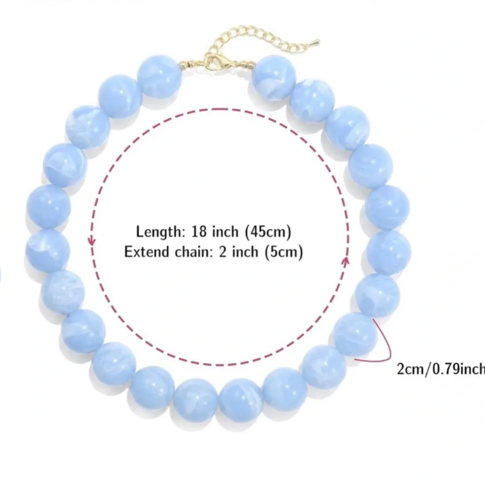 Light Blue Dopamine Beaded Statement Necklace new